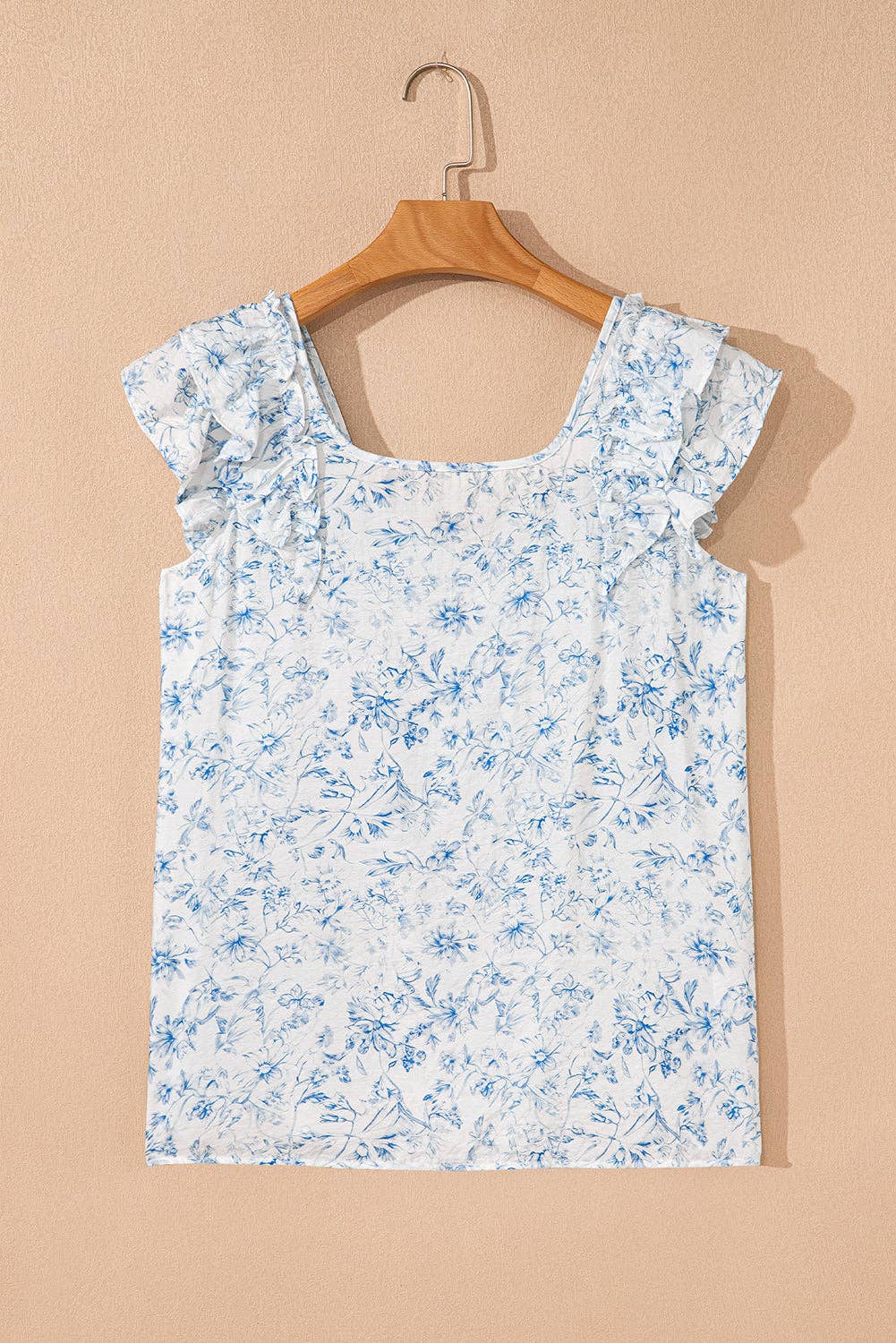 Floral Ruffle Bow Back Summer Blouse