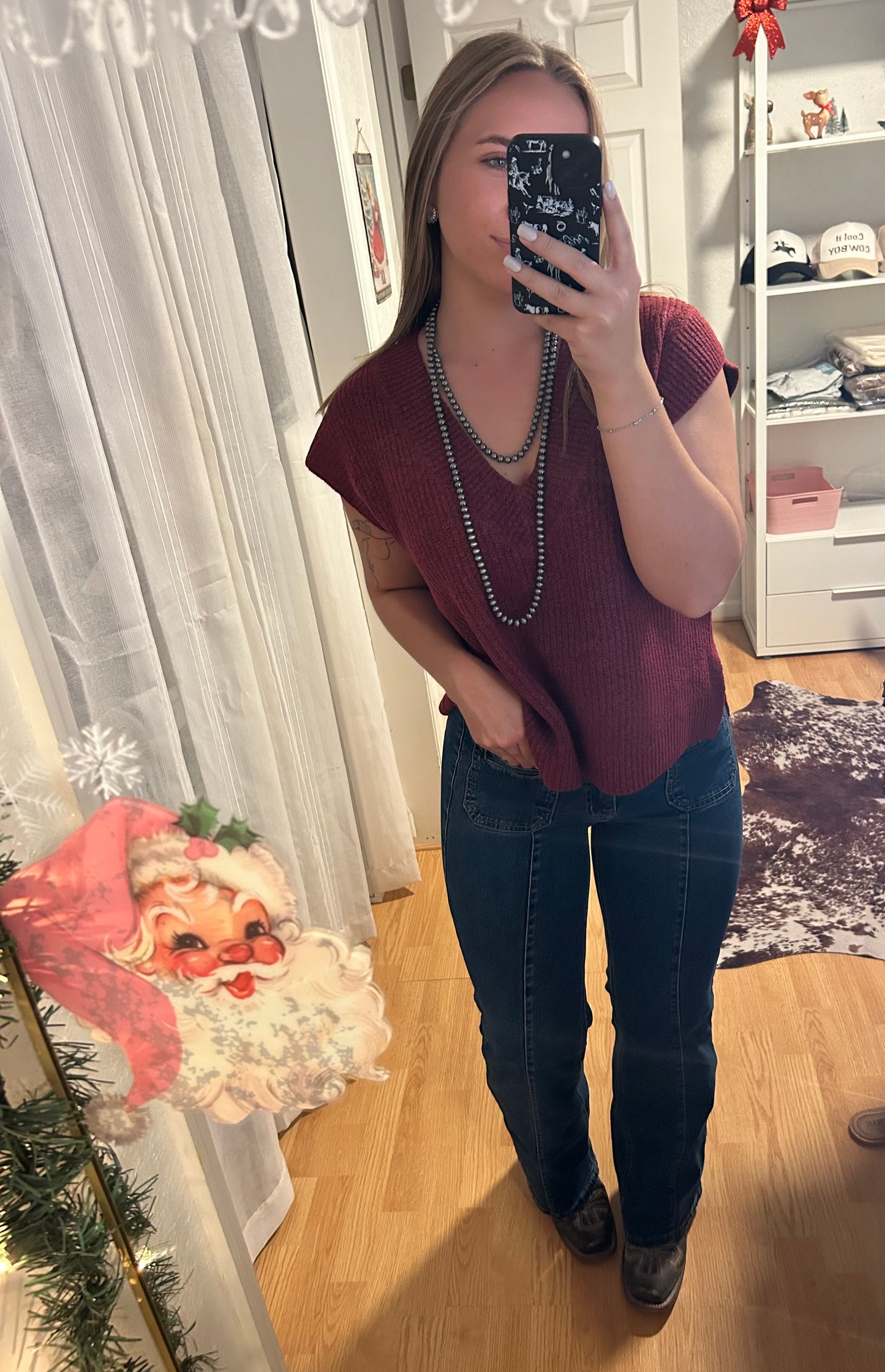 Cabernet oversize Sweater Vest Side Slit