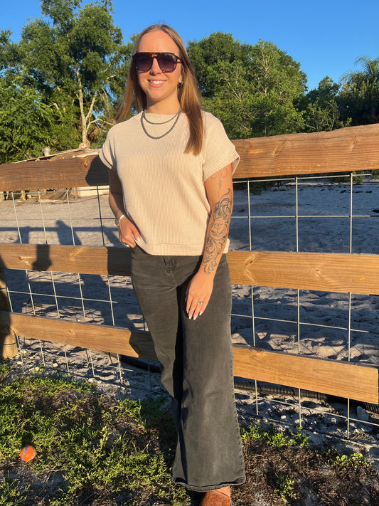 Rib Cap Sleeve Top