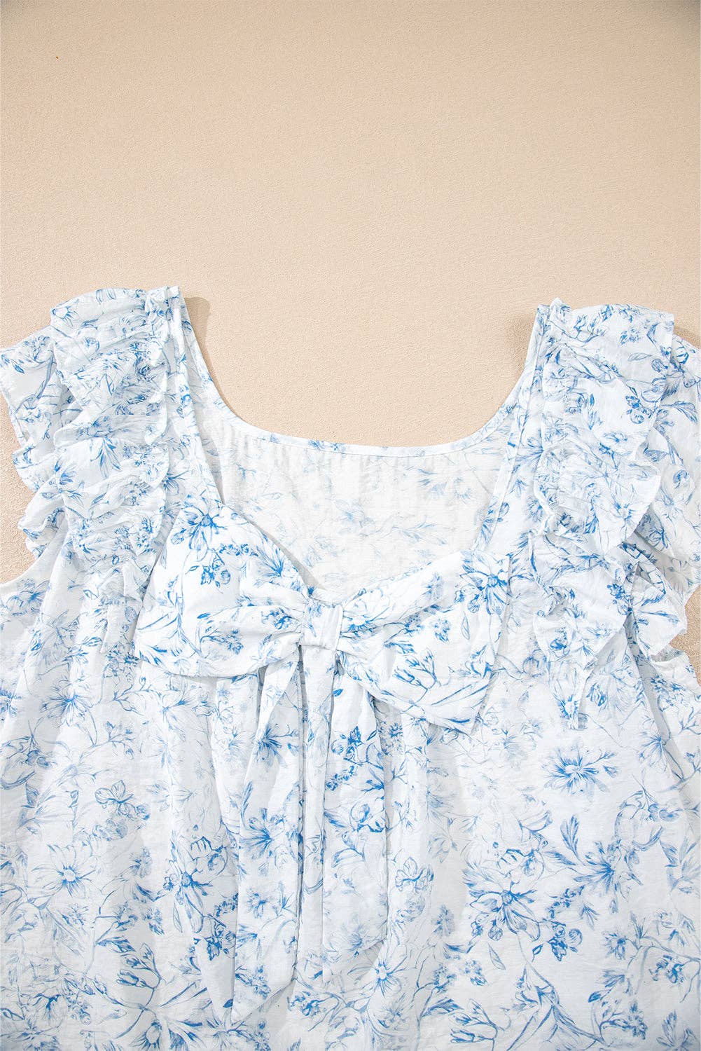 Floral Ruffle Bow Back Summer Blouse